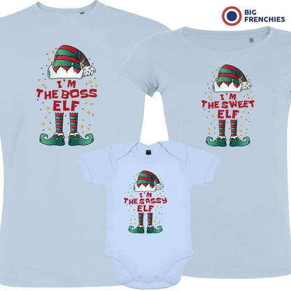 I'm The Boss The Sweet The Sassy ELF Christmas Matching Family Organic Tees (Set of 3) - Create Marketplace