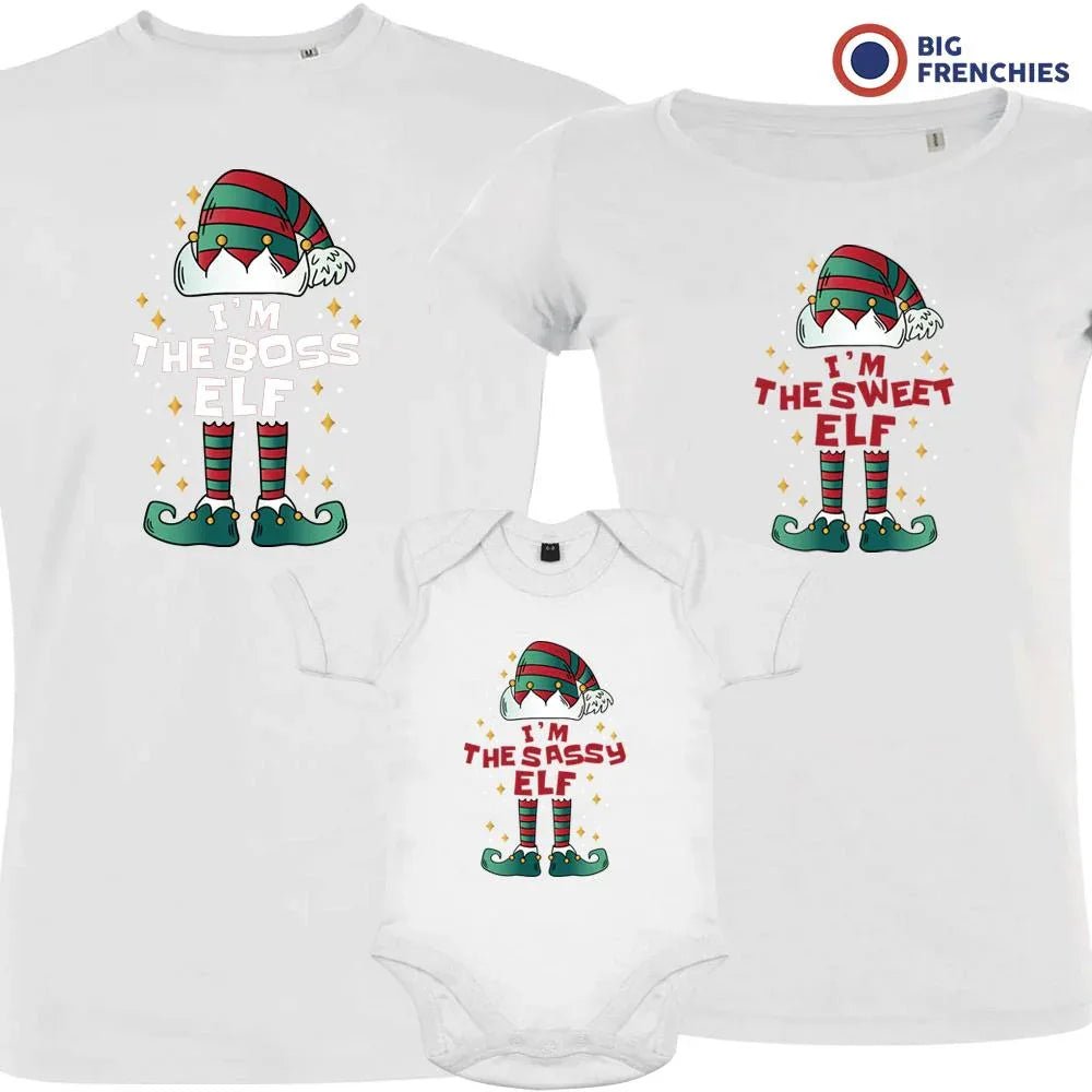 I'm The Boss The Sweet The Sassy ELF Christmas Matching Family Organic Tees (Set of 3) - Create Marketplace