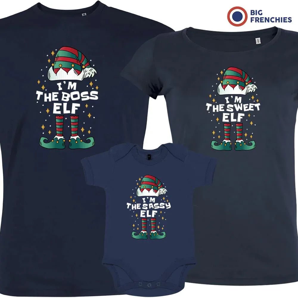 I'm The Boss The Sweet The Sassy ELF Christmas Matching Family Organic Tees (Set of 3) - Create Marketplace