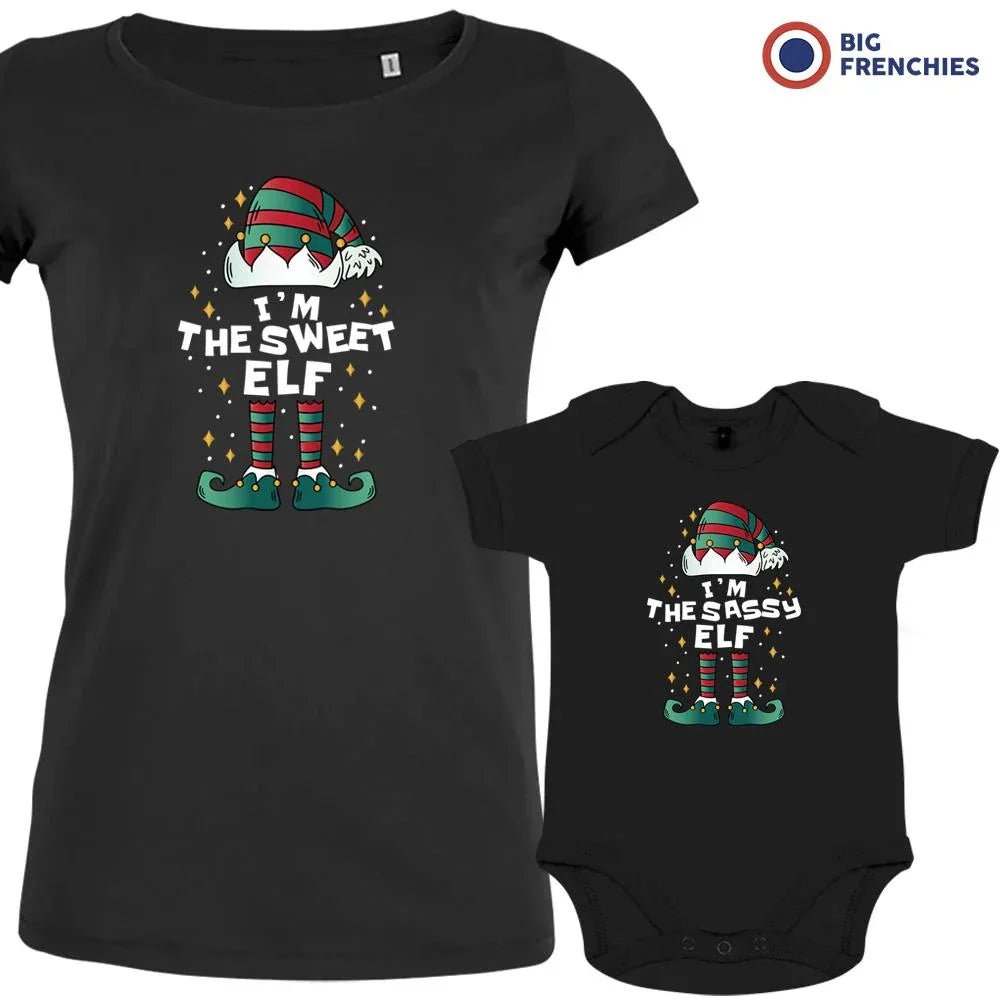 I'M The Sweet The Sassy ELF Christmas Mom and Child Organic Cotton family Set (Set of 2) - Create Marketplace
