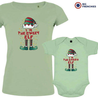 I'M The Sweet The Sassy ELF Christmas Mom and Child Organic Cotton family Set (Set of 2) - Create Marketplace