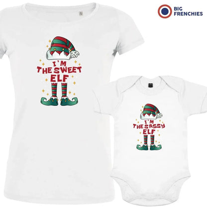 I'M The Sweet The Sassy ELF Christmas Mom and Child Organic Cotton family Set (Set of 2) - Create Marketplace
