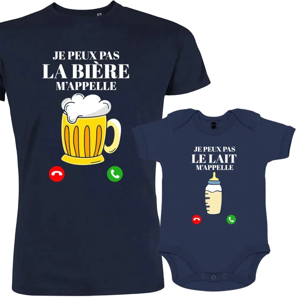 Je peux Pas La Bière Le Lait M'appelle Dad and Child Organic Cotton Matching Outfit - Create Marketplace