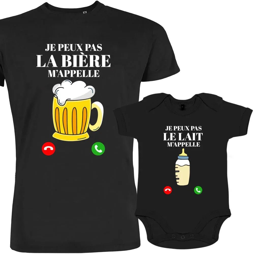 Je peux Pas La Bière Le Lait M'appelle Dad and Child Organic Cotton Matching Outfit - Create Marketplace