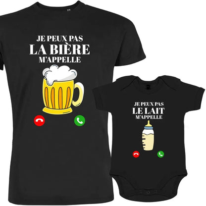 Je peux Pas La Bière Le Lait M'appelle Dad and Child Organic Cotton Matching Outfit - Create Marketplace