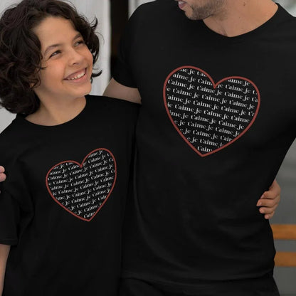 Je T'aime Heart Dad and Child Organic Cotton T-Shirts family Set (Set of 2) - Create Marketplace