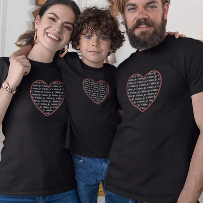 Je T'aime Heart Matching Organic Cotton T-Shirts Family Set (Set of 3) - Create Marketplace