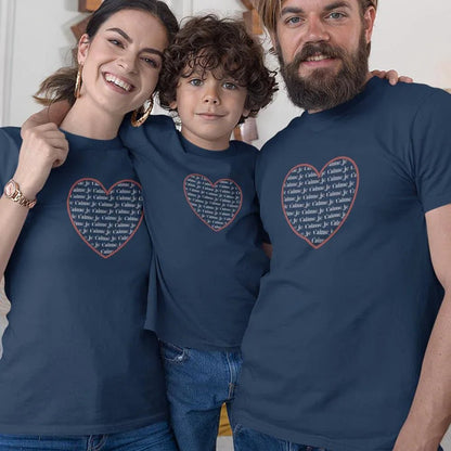 Je T'aime Heart Matching Organic Cotton T-Shirts Family Set (Set of 3) - Create Marketplace