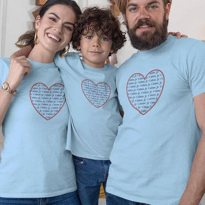 Je T'aime Heart Matching Organic Cotton T-Shirts Family Set (Set of 3) - Create Marketplace
