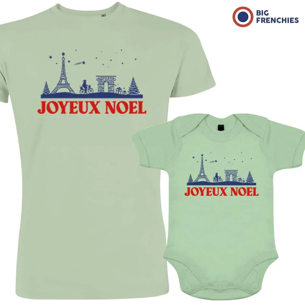 Joyeux Noël Paris Christmas Dad and Child Organic Cotton family Set (Set of 2) - Create Marketplace