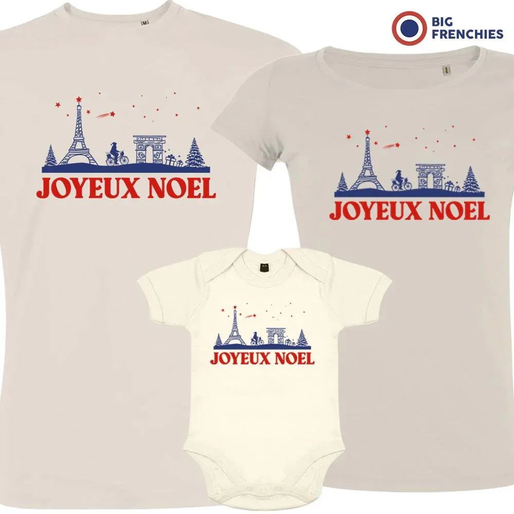 Joyeux Noël Paris Christmas Matching Family Organic Tees (Set of 3) - Create Marketplace