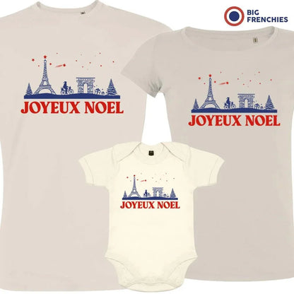 Joyeux Noël Paris Christmas Matching Family Organic Tees (Set of 3) - Create Marketplace