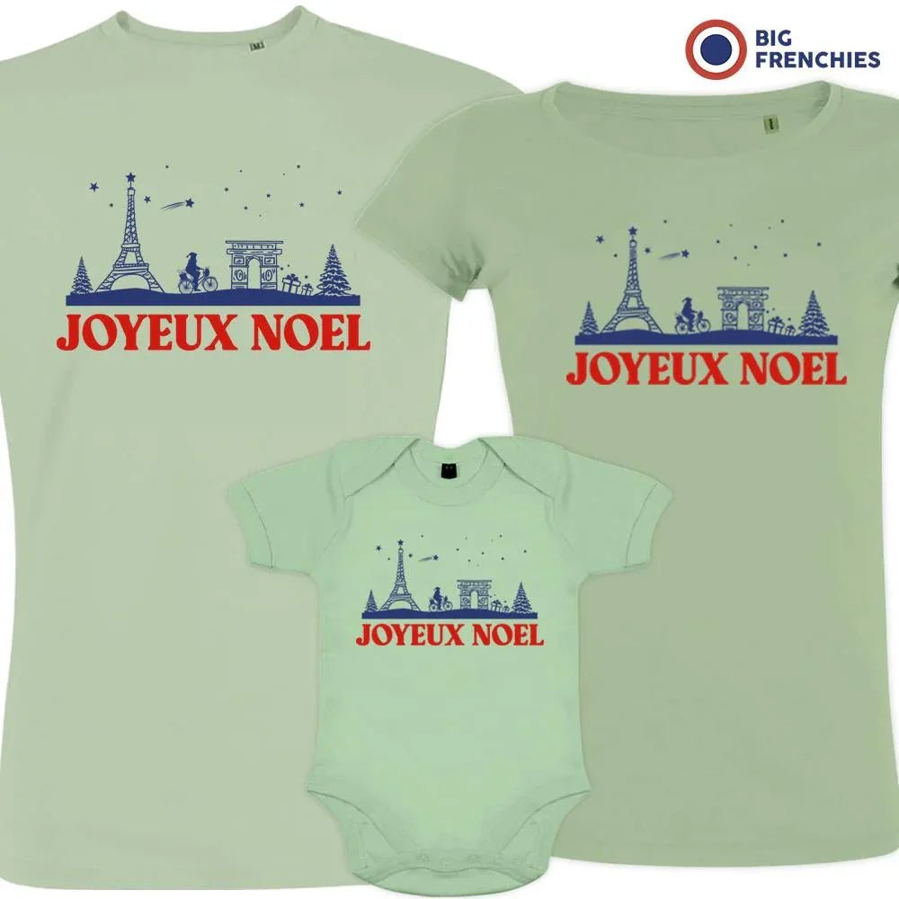 Joyeux Noël Paris Christmas Matching Family Organic Tees (Set of 3) - Create Marketplace