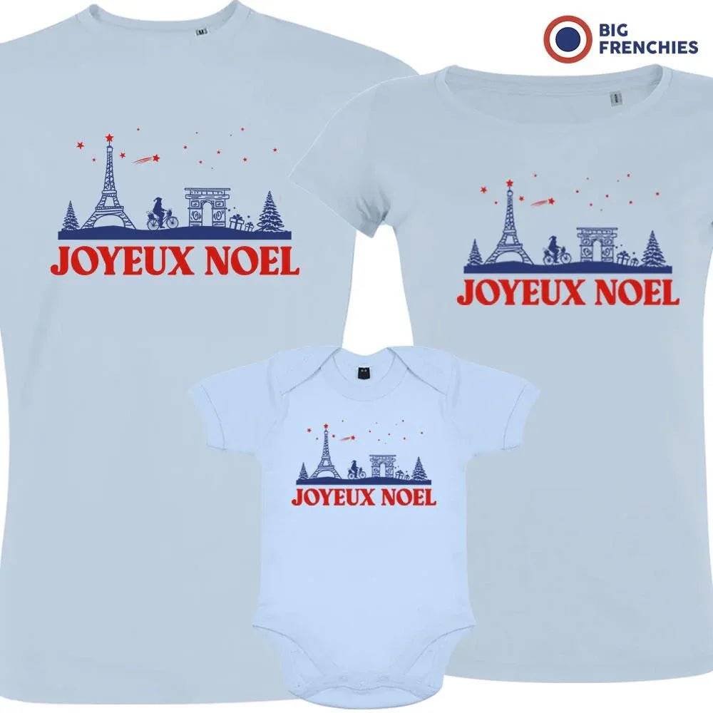 Joyeux Noël Paris Christmas Matching Family Organic Tees (Set of 3) - Create Marketplace