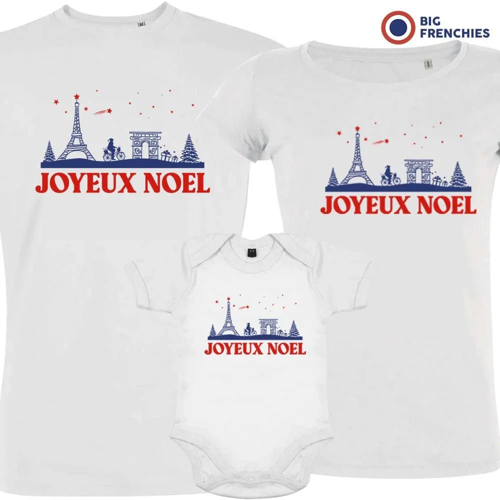 Joyeux Noël Paris Christmas Matching Family Organic Tees (Set of 3) - Create Marketplace