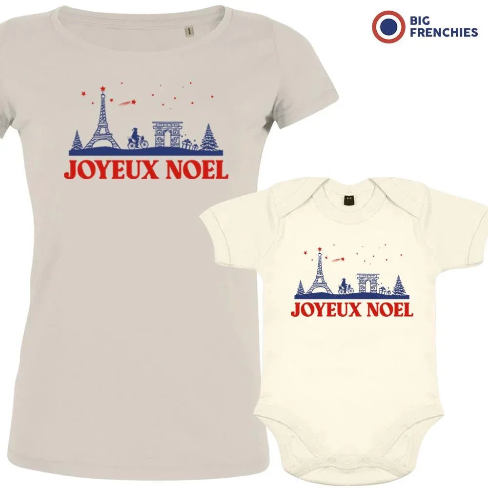 Joyeux Noël Paris Christmas Mom and Child Organic Cotton family Set (Set of 2) - Create Marketplace