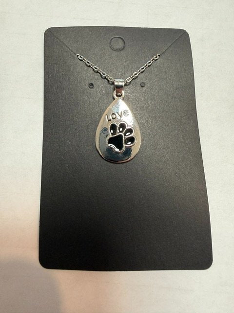 JWLN26111 LOVE PAW TEARDROP PENDANT NECKLACE - Create Marketplace