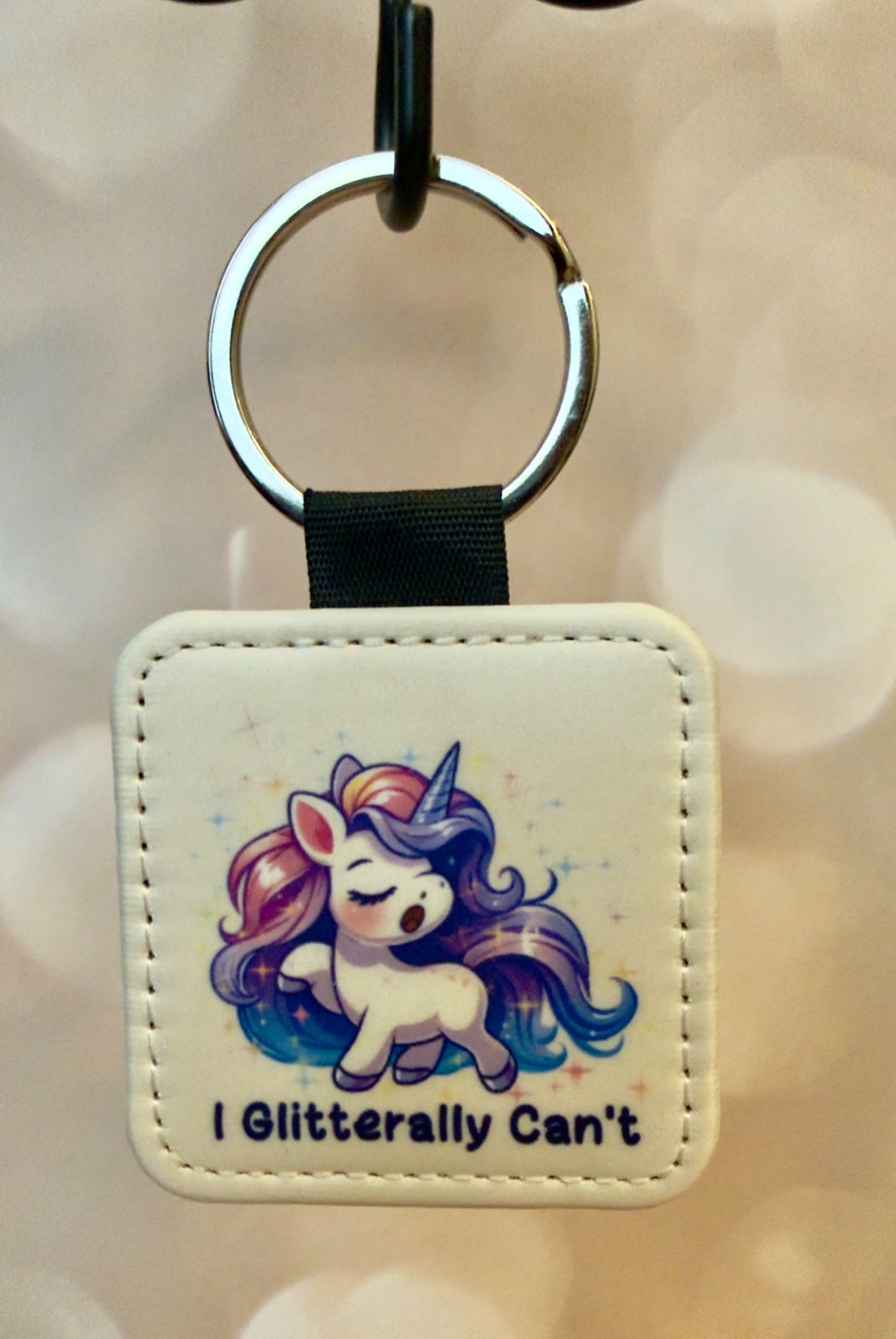 Keychain (Sq) - Glitteraly Can't - Create Marketplace