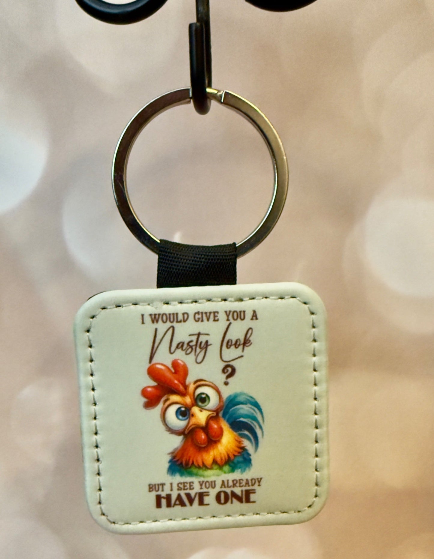 Keychain (Sq) - Nasty Look - Create Marketplace