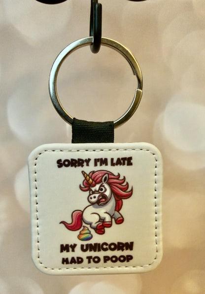 Keychain (Sq) - Sorry Late - Create Marketplace