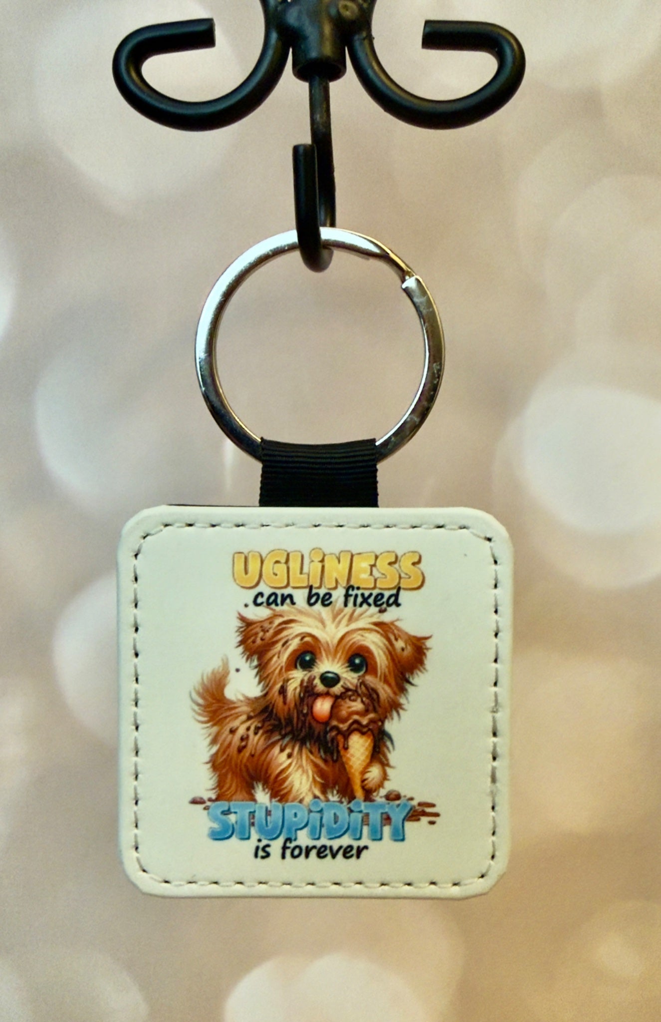 Keychain (Sq) - Stupidity Forever - Create Marketplace