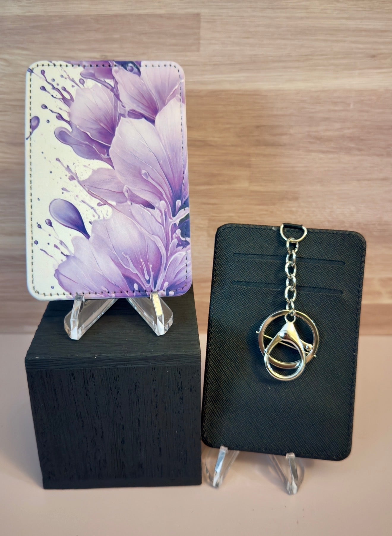 Keychain/Wallet - Purple Flower Splash - Create Marketplace