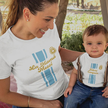 La Mamá Messi, Futuro Campeón Mom and Child Organic Cotton T-Shirts family Set (Set of 2) - Create Marketplace