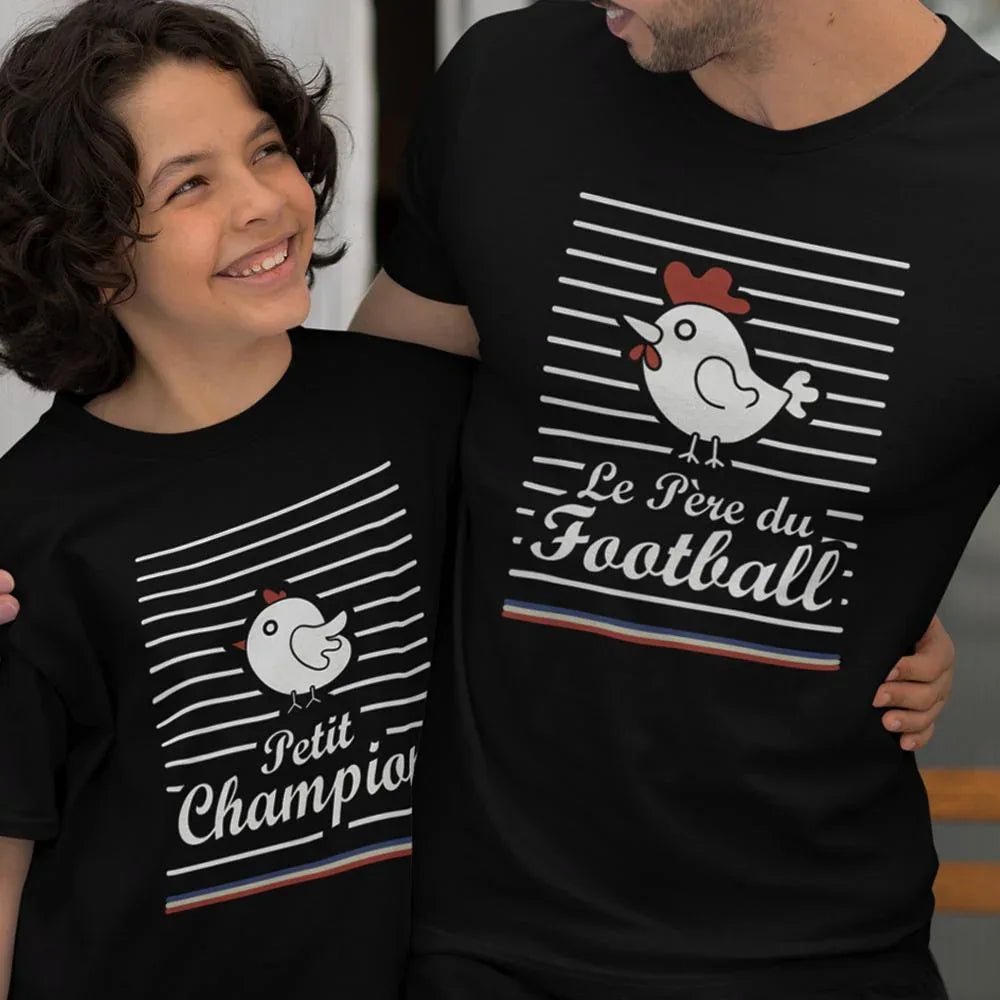 Le Père Du Football, Petit Champion Dad and Child Organic Cotton T-Shirts Family Set (Set of 2) - Create Marketplace