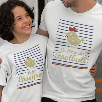 Le Père Du Football, Petit Champion Dad and Child Organic Cotton T-Shirts Family Set (Set of 2) - Create Marketplace