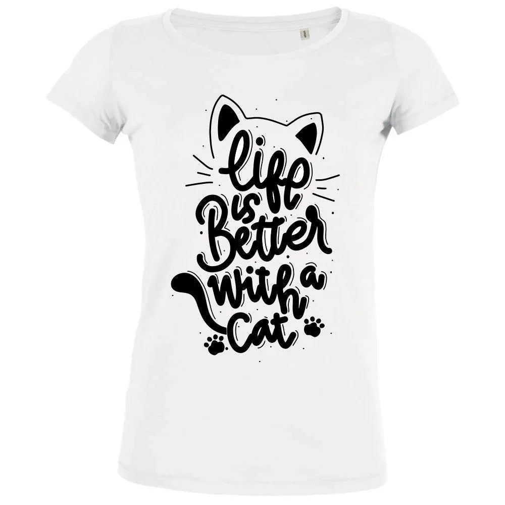 Life Is Better With A Cat Women's Organic Tee - Create Marketplace