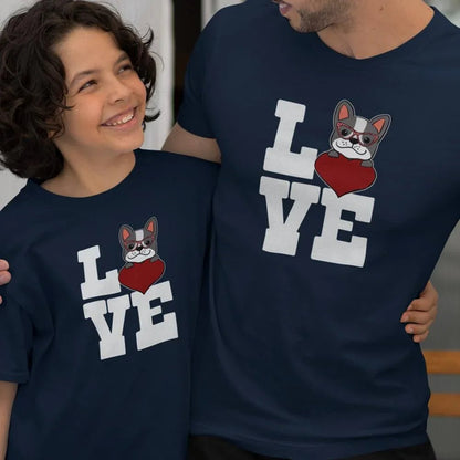 Love French Bulldog Dad and Child Organic Cotton T-Shirts family Set (Set of 2) - Create Marketplace