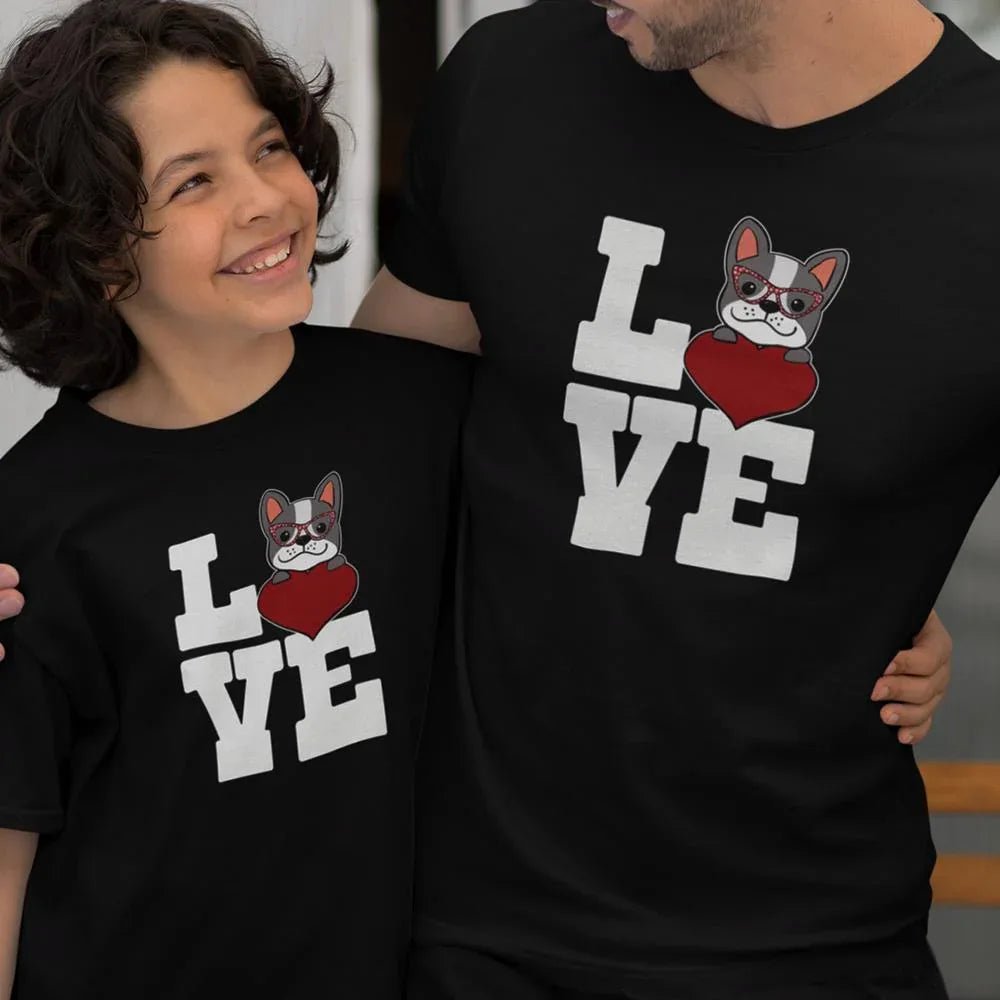 Love French Bulldog Dad and Child Organic Cotton T-Shirts family Set (Set of 2) - Create Marketplace