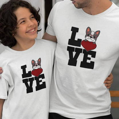 Love French Bulldog Dad and Child Organic Cotton T-Shirts family Set (Set of 2) - Create Marketplace