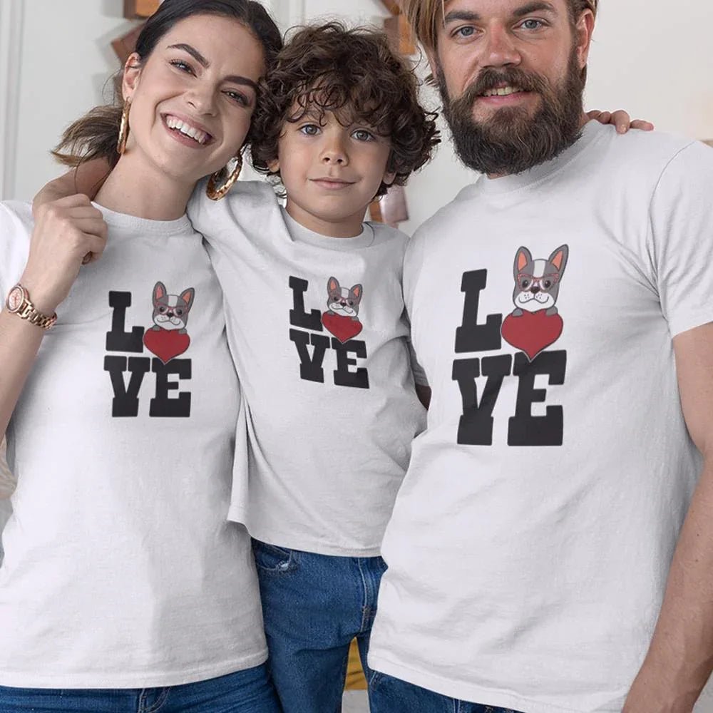 Love French Bulldog Matching Organic Cotton T-Shirts Family Set (Set of 3) - Create Marketplace