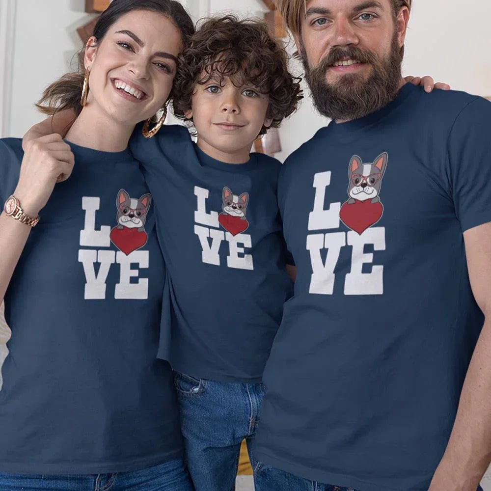 Love French Bulldog Matching Organic Cotton T-Shirts Family Set (Set of 3) - Create Marketplace