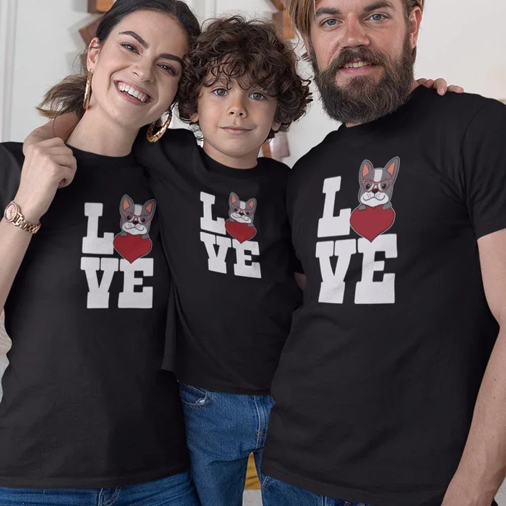 Love French Bulldog Matching Organic Cotton T-Shirts Family Set (Set of 3) - Create Marketplace