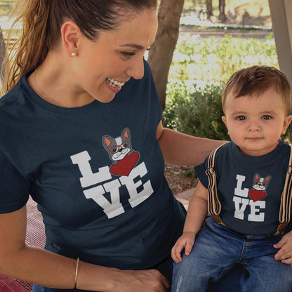 Love French Bulldog Mom and Child Organic Cotton T-Shirts family Set (Set of 2) - Create Marketplace