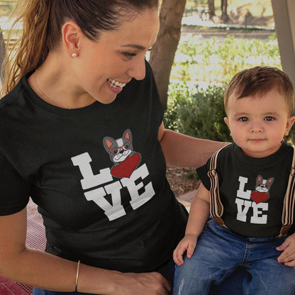 Love French Bulldog Mom and Child Organic Cotton T-Shirts family Set (Set of 2) - Create Marketplace