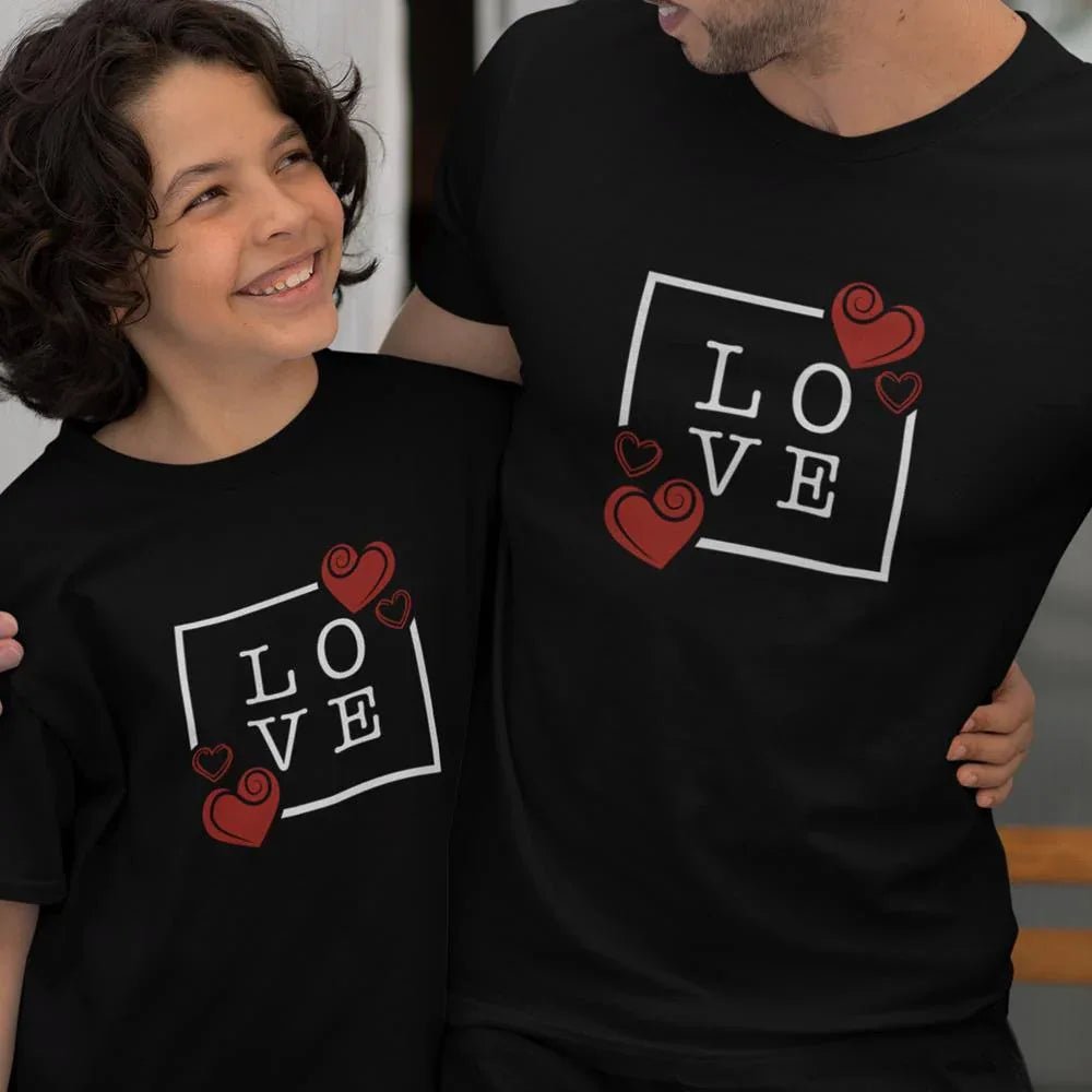 Love with Hearts Dad and Child Organic Cotton T-Shirts family Set (Set of 2) - Create Marketplace