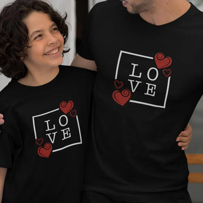 Love with Hearts Dad and Child Organic Cotton T-Shirts family Set (Set of 2) - Create Marketplace