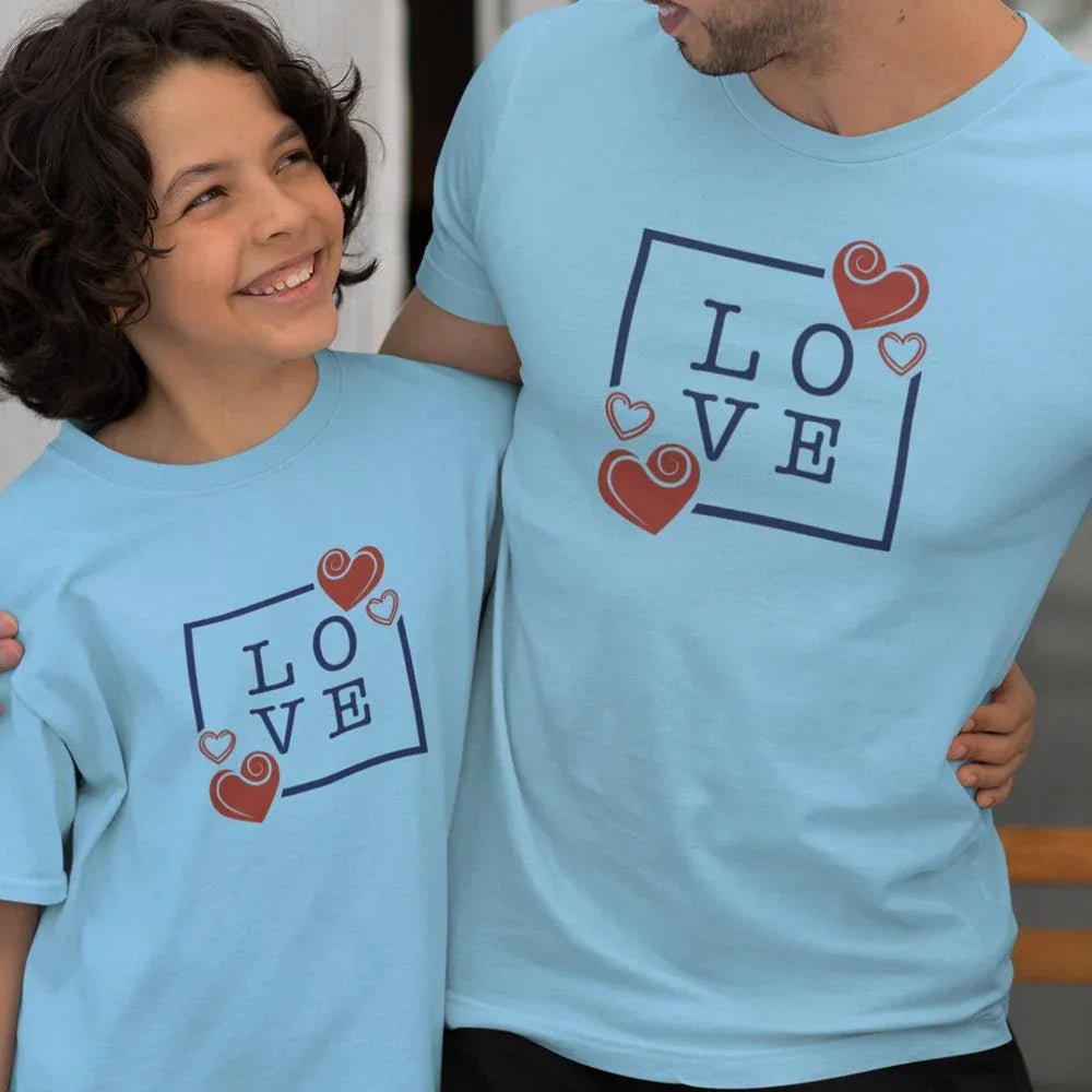 Love with Hearts Dad and Child Organic Cotton T-Shirts family Set (Set of 2) - Create Marketplace