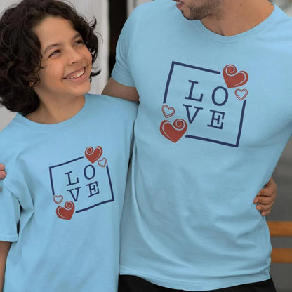 Love with Hearts Dad and Child Organic Cotton T-Shirts family Set (Set of 2) - Create Marketplace