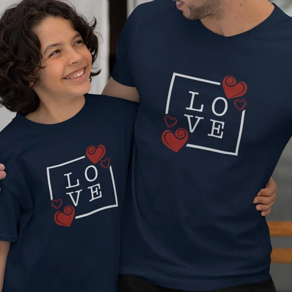 Love with Hearts Dad and Child Organic Cotton T-Shirts family Set (Set of 2) - Create Marketplace