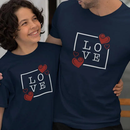 Love with Hearts Dad and Child Organic Cotton T-Shirts family Set (Set of 2) - Create Marketplace