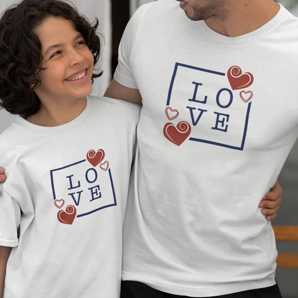 Love with Hearts Dad and Child Organic Cotton T-Shirts family Set (Set of 2) - Create Marketplace