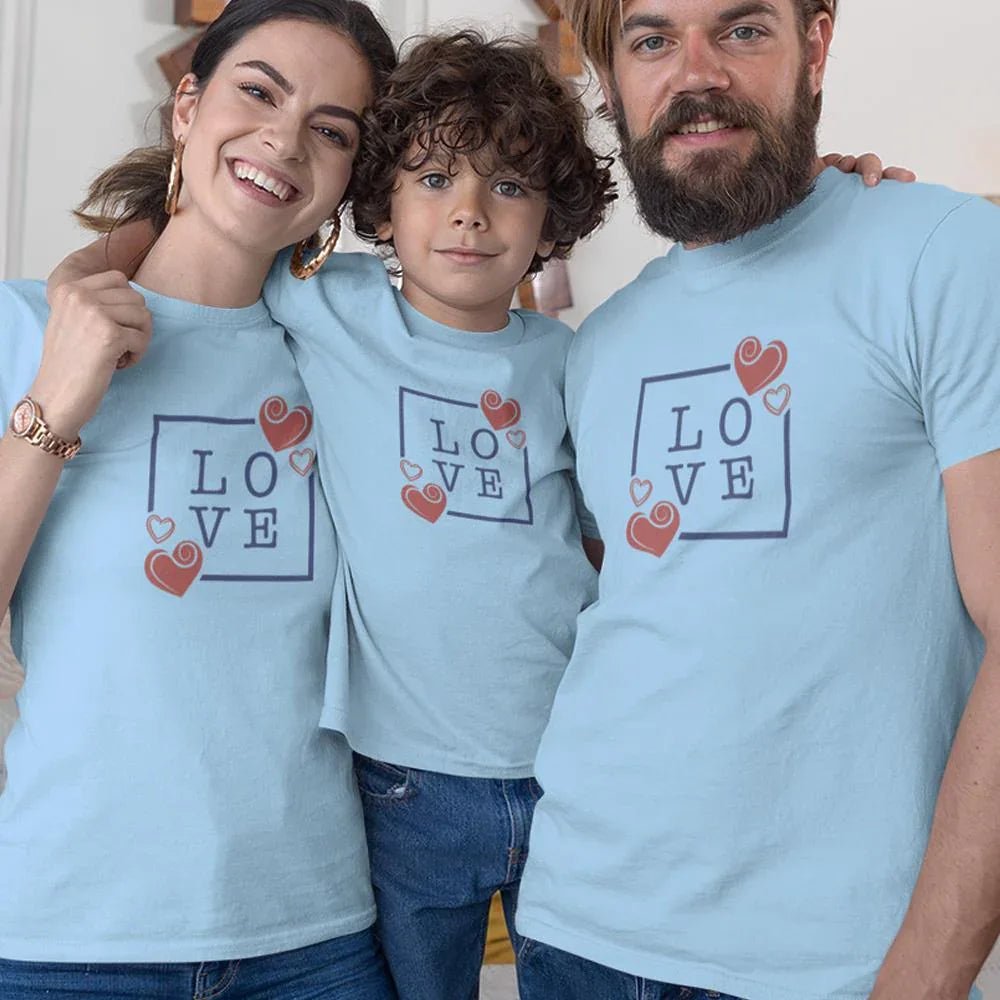 Love with Hearts Matching Organic Cotton T-Shirts Family Set (Set of 3) - Create Marketplace