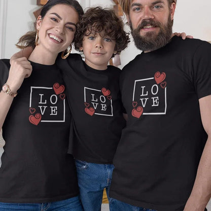 Love with Hearts Matching Organic Cotton T-Shirts Family Set (Set of 3) - Create Marketplace