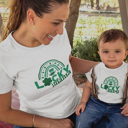 Lucky Mama Lucky Baby Mom and Child Organic Cotton T-Shirts family Set (Set of 2) - Create Marketplace