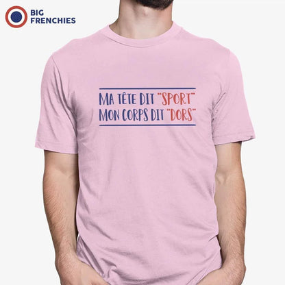 M'a Tête Me Dit Sport Et Mon Corps Me Dit Dors Men's Organic Cotton Tee - Create Marketplace
