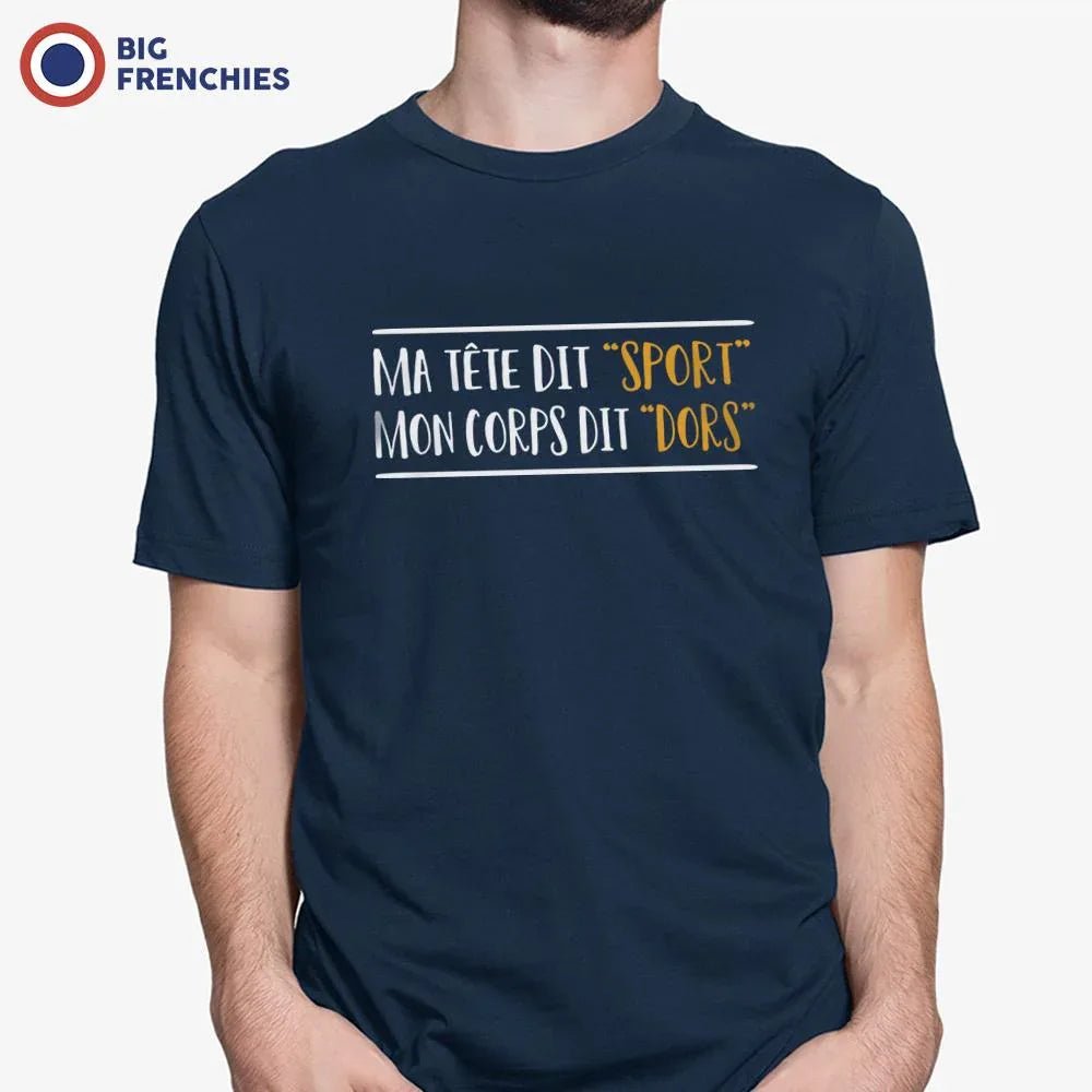 M'a Tête Me Dit Sport Et Mon Corps Me Dit Dors Men's Organic Cotton Tee - Create Marketplace